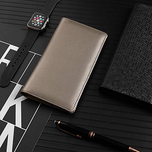 Leather Checkbook Cover for Men Women RFID Blocking by GNEGNI - color: Gray