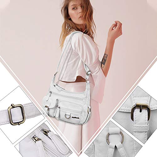 Angel Barcelo Cross body Shoulder Bag Women Soft PU Leather Purses and Handbags - color: White