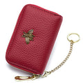 imeetu RFID Credit Card Holder, Small Card Wallet Women, Leather Card Case | Genuine Leather Women's Card & id Cases, Change Coin Purse with Zipper Keychain id Window, 20 Colors & 3 Styles, Daily, Gifts - color: Pro - Red, size: Pro