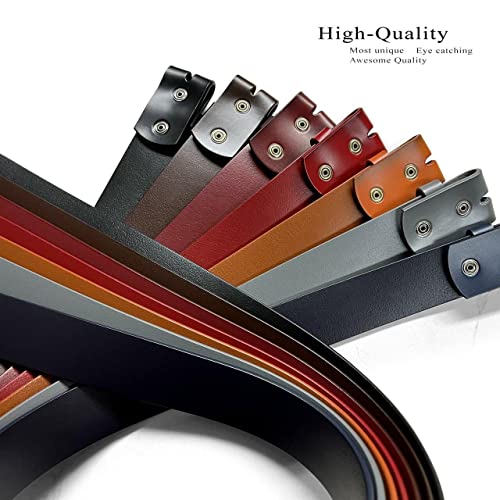 Replacement Belt Strap 100% Genuine Leather Plain Casual Belt Strap with Snaps 1-1/2"(38mm) Wide - color: Style a - Premium Leather Strap Red, size: 34