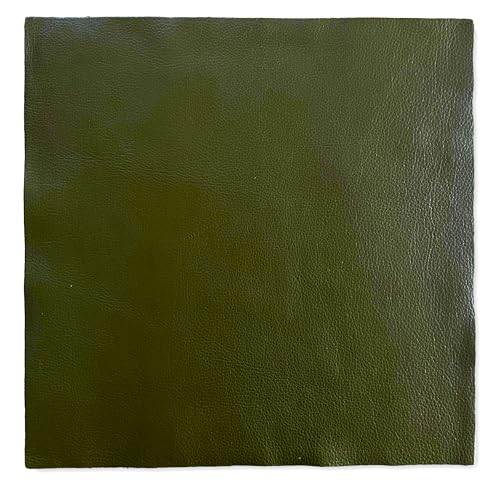 Natural Grain Cow Leathers: 12'' x 12'' Pre-Cut Leather Pieces (Olive, 5 Pieces) - color: Olive, size: 5 Pieces