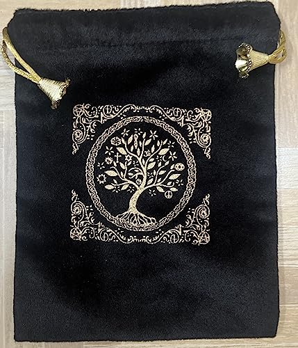 Indian Consigners Soft Velvet Pouch for Tarot, Altar, Rune, Gift, Crystal, jewelry Wrap Bags for Precious, Sacred and Spiritial Items (Black) - color: Black