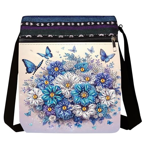 LSQFS Diamond Art Kits for Adults, DIY Diamond Painting Crossbody Bag, 5D Butterfly Floral Diamond Art Bags, PU Leather Art Bag, Craft Kits for Adults Women, Unique Gift - color: Butterfly flower 2