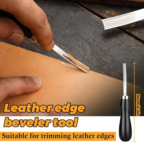 CBHGFEA 4 Size Leather Edge Skiving Bevelers Tool Set (4mm 6mm 8mm 10mm)