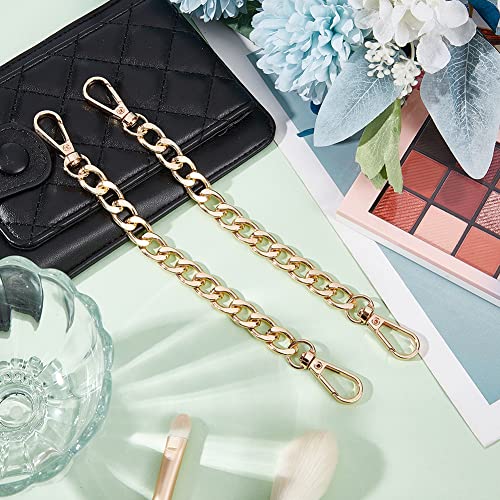 PH PandaHall Purse Extender, 2 Pack 7.8 Inch Golden Aluminum Bag Flat Chain Strap with Alloy Swivel Clasps Handbag Chain Straps Metal Bag Strap Replacement Purse Clutches Handles - color: Golden, size: 7.8 Inch