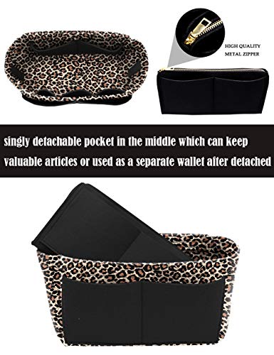 LEXSION Felt Purse Organizer Insert, Tote Bag Shaper Dividers with 5 Sizes - color: B-Leopard, size: Large