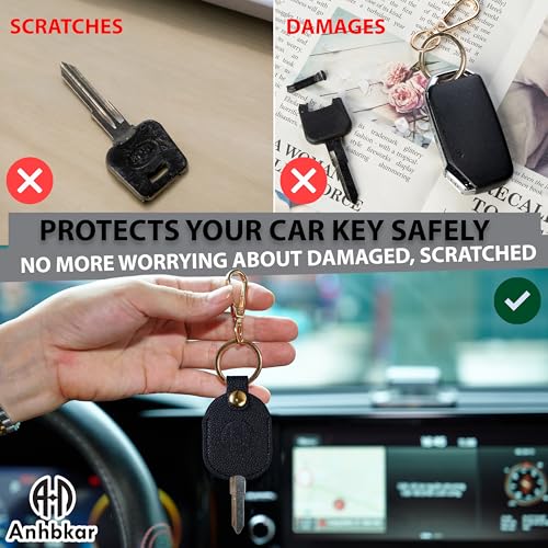 Leather Key Cover for Broken Car Key Loop Replacement | Double-Layer PU Leather Protects Car Keys from Scratches and Damage - color: Small-black01
