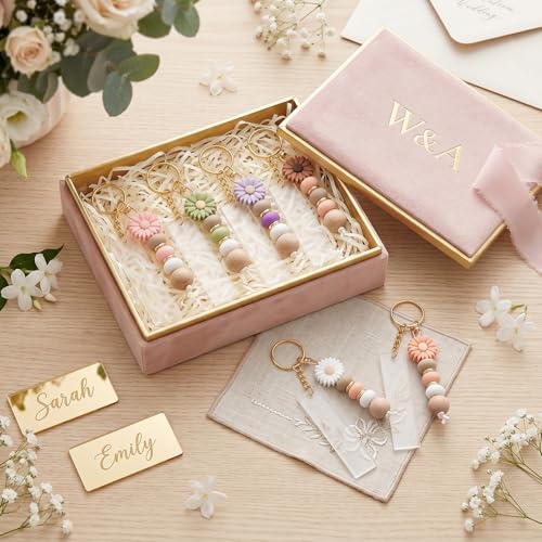 Wavyknot 12 Set Daisy and Acrylic Beadable Keychain Bars Bulk Laser Engraving Blanks Keychain Kit for DIY Crafts Jewelry(Pastel) - color: Pastel, style: Acrylic