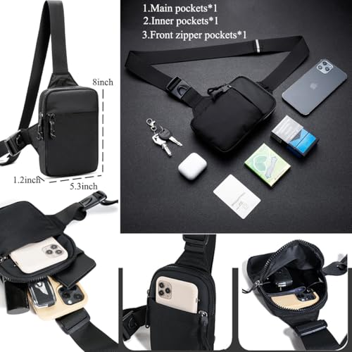 Mini Sling Bag for Men Crossbody,Small Chest Bag Casual Trendy Waterproof Lightweight Phone Crossover Daypack - color: Black Mini Sling Bag for Men and Women