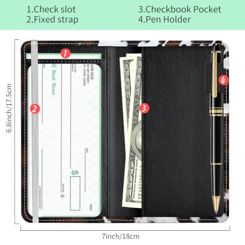 Checkbook Cover for Personal Checkbook, Cute Pu Leather Check Book for Women & Men, Slim Checkbook Holder with Pen Holder and Built-in Clear Plastic Divider, Cow Print - color: Cow Print
