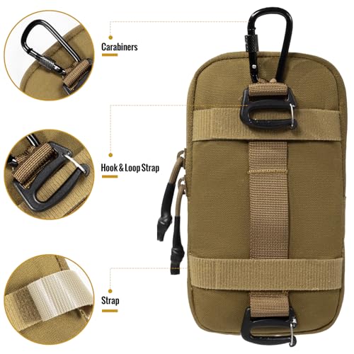 ONETIGRIS Backpack Strap Pouch, MOLLE Phone Holster for Backpack & Belt - color: Brown