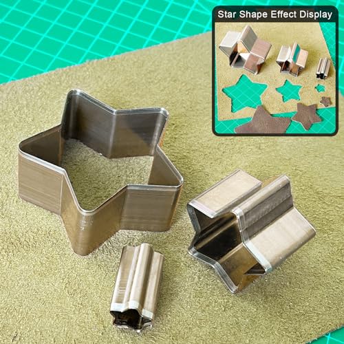 9 Pcs Leather Hole Cutter Tool Set, 3 Sizes Heart Star Water Drop Cutters Tools Kit High Carbon Steel Heart Die Cutters, Leather Hole Punch Cutting Dies Kit for DIY Leathercraft - style: 9 Pcs Heart+Ster+Teardrop