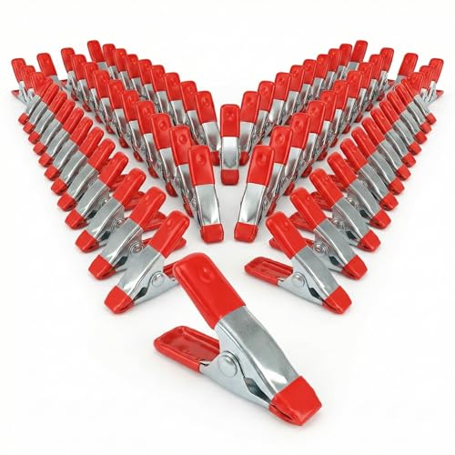 40 Pcs Small Spring Clamps, 2 Inch Red Metal Clip for Crafts, Heavy Duty Woodworking Fastener, Photography Muslin Backdrop Holder, 0.78 Inch Maximum Opening - color: Red
