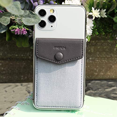 Ultra-Slim Self Adhesive Credit Card Leather Wallet - color: Gray
