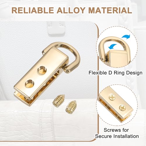 PATIKIL Bag Side Clip Buckle, Metal Purse Suspension Clasp Suspending Handbag Chain Strap Connector with D Ring - color: Light Gold