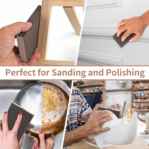 8 Pack Sanding Sponge Block, Wet Dry Sandpaper Sand Paper for Drywall Wood | 60/80/120/220 Grit Assortment, Washable & Reusable for Wall Metal Glasses Furniture Sanding & Polishing - size: 60/80/120/220 Grit