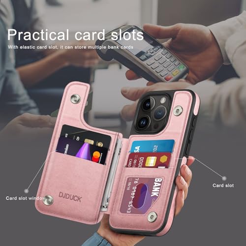 DJDUCK Designed for iPhone 16 Pro Max Case Wallet with Card Holder, [Magnetic Clasp Cover] [RFID Blocking Leather Protection] Shockproof Women Men Cases 6.9 Inch for Apple 16 Pro Max Rose Gold - color: Rose Gold