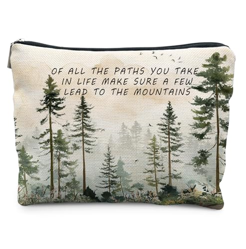 Inspirational Green Forest Landscape Makeup Bag, Inspirational Gifts for Women, Rustic Farmhouse Pine Tree Cosmetic Bags, Gifts for Nature Lovers Zipper Makeup Pouch Travel Toiletry Bag - color: Inspirational Rustic