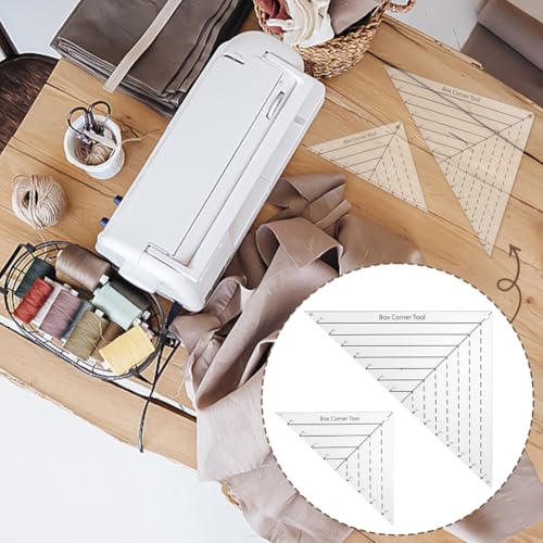 INFUNLY 2pcs Boxed Corner Template Half-Square Triangles 2 Size Acrylic Cutting Corners Template 1"-5"/1"-8" Clear Quilting Box Corner Stencil Ruler Sewing Tools for Accurate Cutting Trimming - style: Triangle