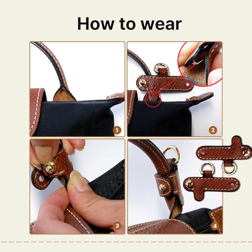 Leather Replacement Straps for Le Pliage Mini Pouch Bags, Adjustable Crossbody & Shoulder Handbag Straps for Women - color: Taupe