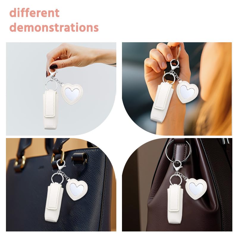 Sisadodo Lip Oil Lipstick Case with Mirror Lip Oil Lipstick Holder Key Chain for Car Keys Keychains Lipstick Organizer Case - color: White3