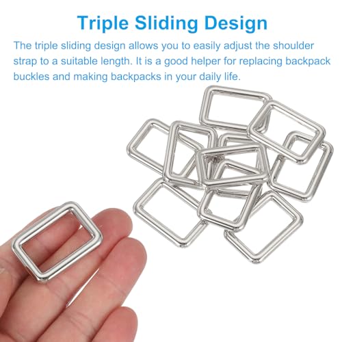 PATIKIL Metal Tri-glide Slide Buckle Zinc Alloy | Adjuster Sliders Webbing Strap Fastener Replacement for Bag Belt Dog Collar - color: Silver, size: 5/8 Inch