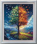 Leczany Cross Stitch Patterns Stamped Kit for Beginners | Embroidery Supplies DIY Craft Kit Needlepoint for Adults Starter | 11CT, 3 Strands | Two Season Tree 15.8x19.7 inches - color: 11CT Stamped kits, Two Season Tree 15.8x19.7 inches