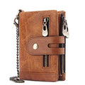 boshiho Genuine Leather Bifold Chain Wallet for Men RFID Blocking - color: Khaki