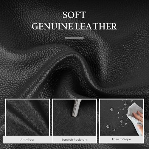 befen Soft Genuine Leather Tote Bag for Women Work with Zipper Slouchy Bags | Real Leather, Slouchy Shoulder Bag, Cup Holder, Travel Purse, Handbag for Daily & Travel, Zipper Tote Bag - color: Black