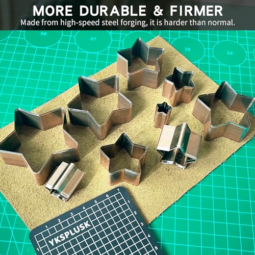 9 Pcs Leather Hole Cutter Punch Set, 9 Sizes Star Shape Cutter Dies Tool, Cutting Mold Punching Die Set for DIY Leathercraft, Leather Cutter Hollow Punching Tool with Plastic Box - style: 9 Pcs Star