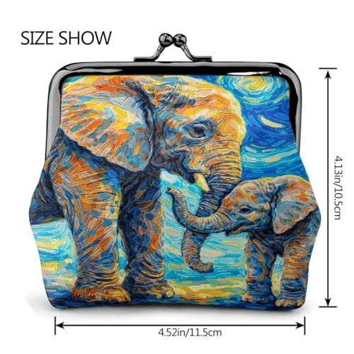 Kiss-lock Coin Purse for Women Change Purses Cute Small Coin Pouch Tiny Coin Wallet (Oil Print Elephant) - color: Oil Print Elephant