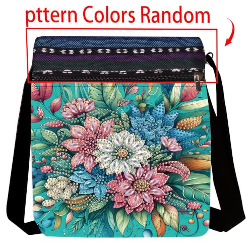 LSQFS Diamond Painting Crossbody Bag, DIY 5D Diamond Art Kits for Adults, PU Leather Art Bag with Adjustable Strap, Flower Pattern Gem Art for Adults, Craft Kits for Adults Women - color: Flowers 5