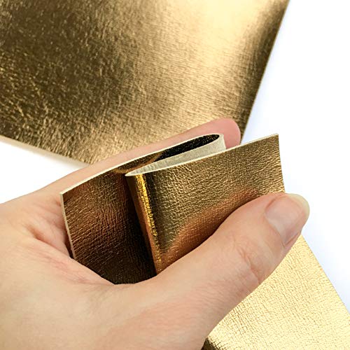 Real Dark Gold Metallic Leather: Genuine Shiny Leather with Metallic Top for Sewing, Crafting and Jewelry Making (Dark Gold, 12x18In/ 30x45cm) - color: Dark Gold, size: 12x18In/ 30x45cm