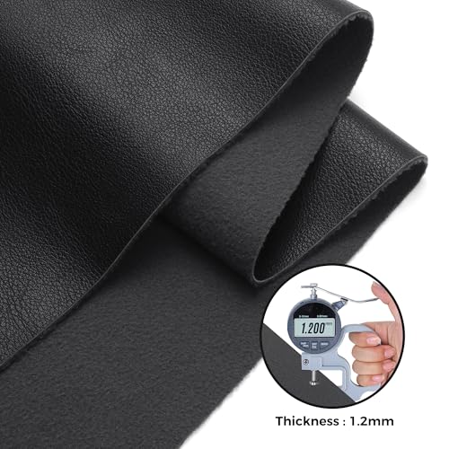 Marine Vinyl Upholstery - Faux Leather Sheets PU Material 1.2mm Thickness Soft and Apply to Outdoor Boat Automotive DIY Sell By Yard(Black 5Y) - color: Black, size: 5Y(54x180inch)