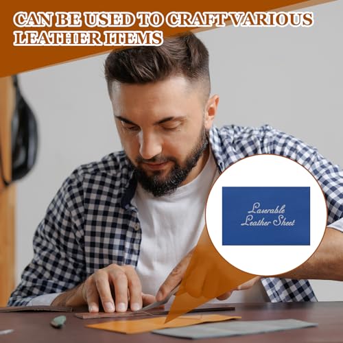 HARFINGTON Laserable Leather Sheets 18" x 12" x 0.04" Non-Adhesive Engraving Leatherette Sheets Laserable Leather Hat Patch for DIY Caps Jackets Backpacks Clothing, Blue/Silver - color: Blue/Silver