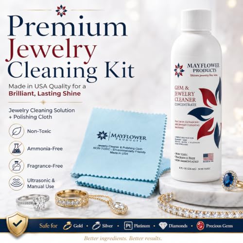 Mayflower Premium Jewelry Cleaning Cloth Made in USA. Sterling Silver Polishing Cloth for Gold Platinum & Diamonds. Removes Tarnish, Restores Shine. Reusable Non Toxic Professional Cleaner (Dark Blue) - color: Dark Blue