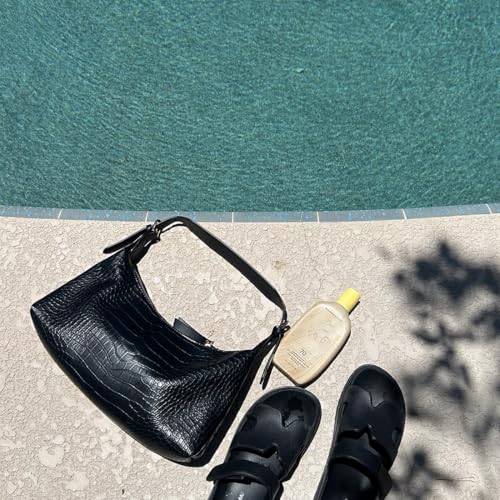 Montana West MEDIUM Shoulder Purses for Women Crescent Hobo Bags Trendy Purses - color: Crocodile Black