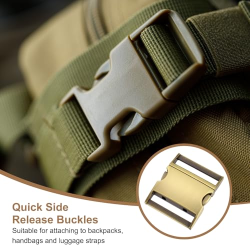 HARFINGTON Metal Quick Side Release Buckles Zinc Adjustable Quick Release Buckle Replacement Snaps Clips Clasps - color: Brushed Bronze, size: 3/4"(20.5mm)