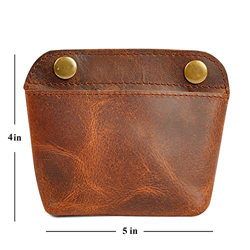 Leather Double Clasp Pouch Coin Purse Organizer | Full-grain leather, double-clasp closure, multipurpose storage & cards & cables, anti-fray stitching, travel use