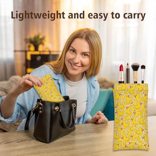 Eyeglasses Sunglasses Case,PU Soft Squeeze Top Glasses Pouch for Women Student,Animal Pattern Portable Anti Scratch - color: Yellow
