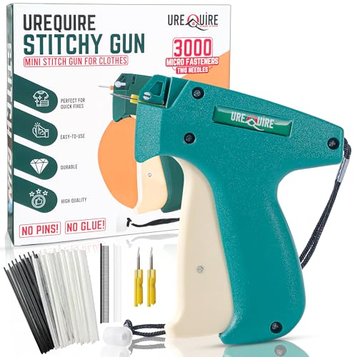 Original Stitchy Gun Kit - Stitch Gun for Clothes - Quilting, Hemming & Tagging - Stitchy Quick Clothing Fixer for Instant Repairs - Includes 2 Needles, 3000 Black & White Micro Fasteners - color: Teal (Deep Blue-Green)