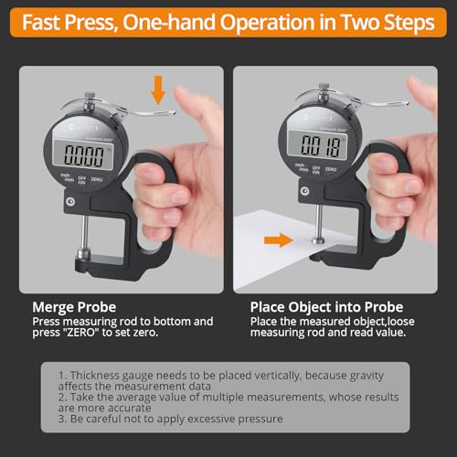 Neoteck Digital Thickness Gauge 1inch/25.4mm,0.0005inch/0.01mm Accuracy - color: Silver-black, size: 0-1"/0.0005"