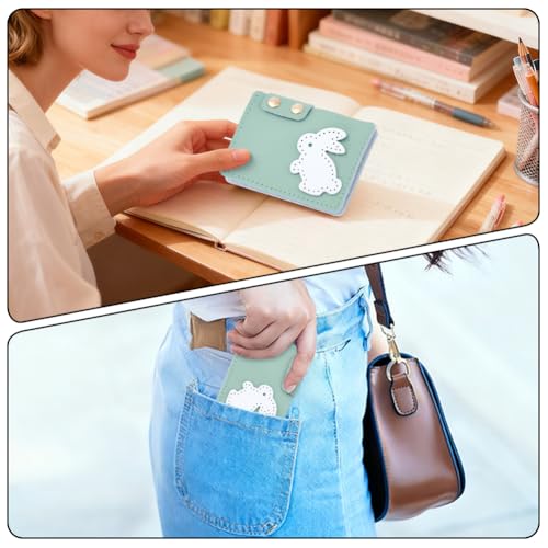 Rabbit DIY Genuine Leather Purse Making Kit for Women Credit Card Bag Sewing Set Handmade Small Purse Crochet Knitting Supplies for DIY Birthday Bridal Wedding Gift(Green) - color: Green