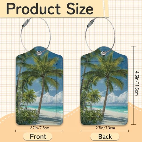 3 PCS Hawaii Summer Beach Luggage Tags,Palm Tree Suitcase Tags Privacy Cover ID Label with Stainless Steel Loop and Address Card for Travel Bag Suitcase - color: Hawaii Summer Beach Palm Tree