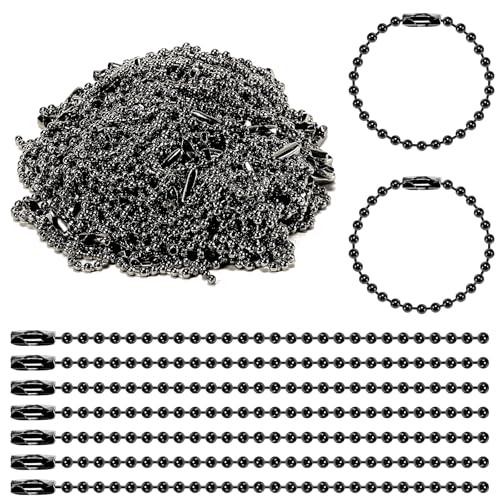 300 Pcs Black Ball Chain Bulk，Metal Bead Chain，Keychain Chains，Black Nickel Plated Metal 3.9" Long 2.4mm Ball Bead Chains，for Hanging Christmas Decoration - color: 300 pcs black Ball Chain Necklace 3.9 in