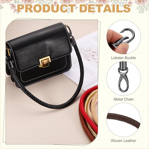 MECCANIXITY Braided Purse Strap, PU Leather Purse Strap Handle Replacement for Handbag Tote Underarm Bag Making - color: Dark Coffee
