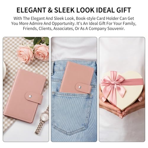 Credit Card Book, 96 Slots, Pink, Card Holder Organizer for Women | Business Card Holder, Portable Organizer, Lightweight, ID Debit Gift Cards Organizer, Prevents Loss, for 3x2 Inch Cards