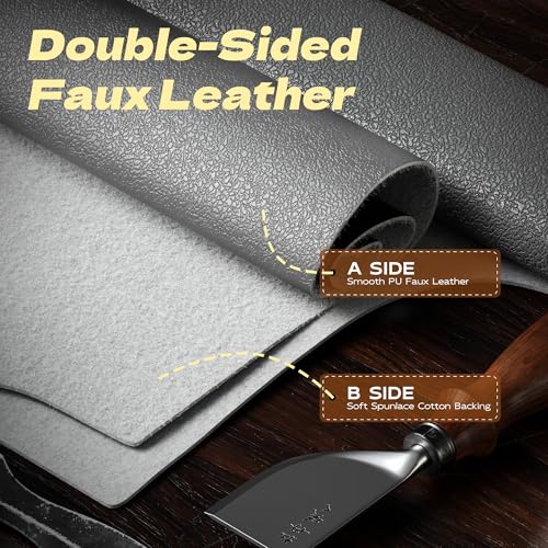 Marine Vinyl Fabric Faux Leather Upholstery, 1mm Thick, Waterproof & UV Resistant, Cotton Backing, Boat, Automotive, Crafting & Outdoor Pleather – 36" x54" (1 YD), Grey - color: Grey, size: 1YD(36"x54")-Folded