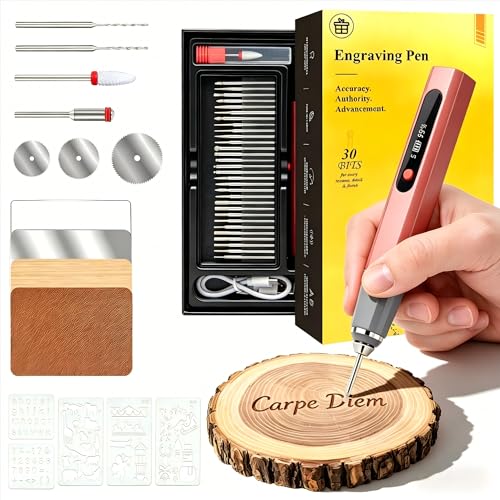 GANGZI Engraving Pen Set - Engraving Pen for Metal Wood Glass and Plastic | Beginner Friendly - Rechargeable-Gift Grade Kit for Artists & Beginners Cool Birthday Gift for Teen Boys (Red) - color: Red