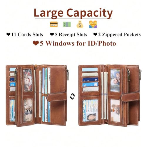 Women Leather Wallet Crossbody Shoulder Bag with Double Zipper and Mobile Phone Purse with Shoulder Strap - color: 355-cow Pattern